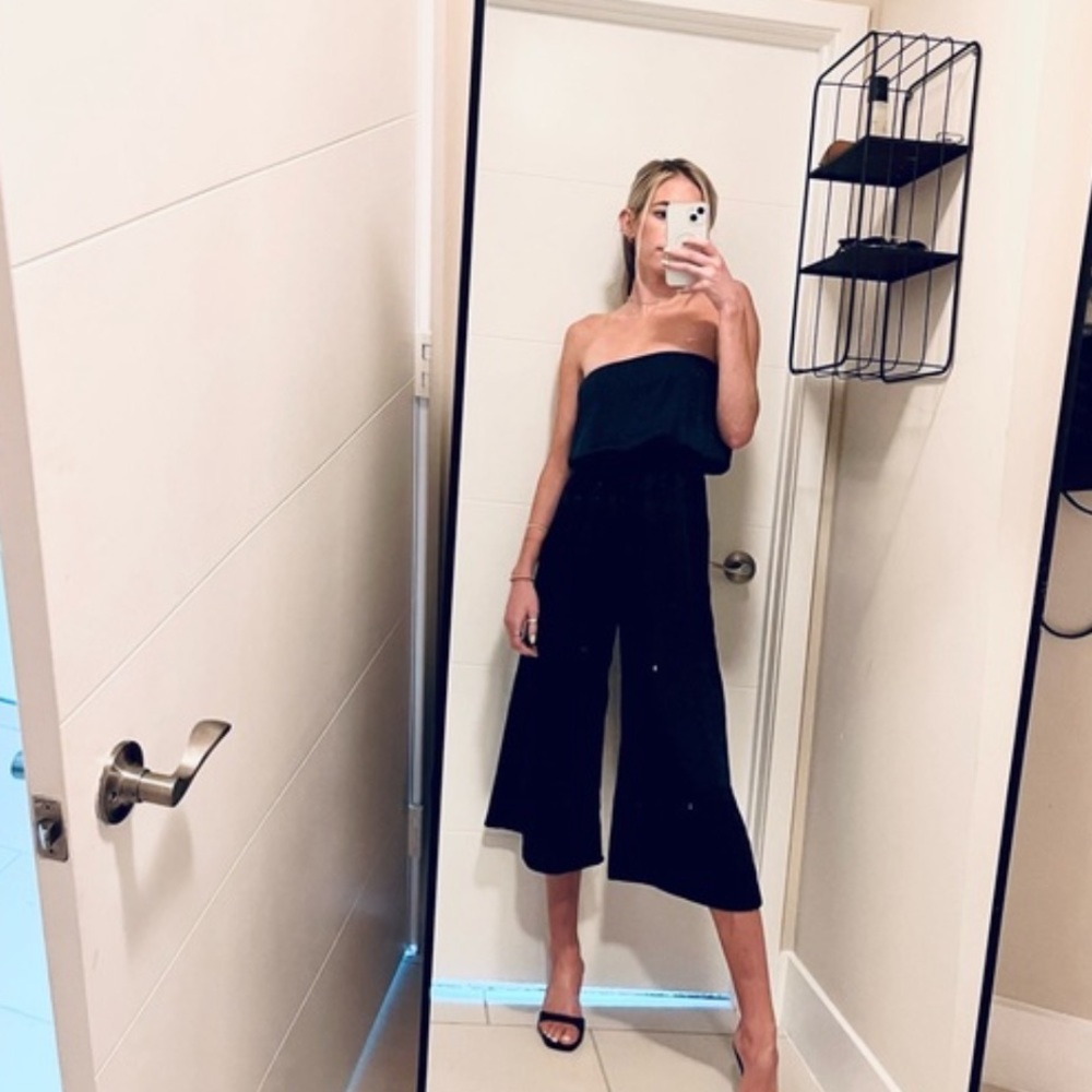 Urban Outfitters Navy Strapless Jumpsuit